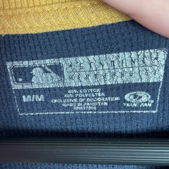 Genuine Merchandise Milwaukee Brewers Embroidered Waffle Knit Raglan Tee Medium - Picture 10 of 15